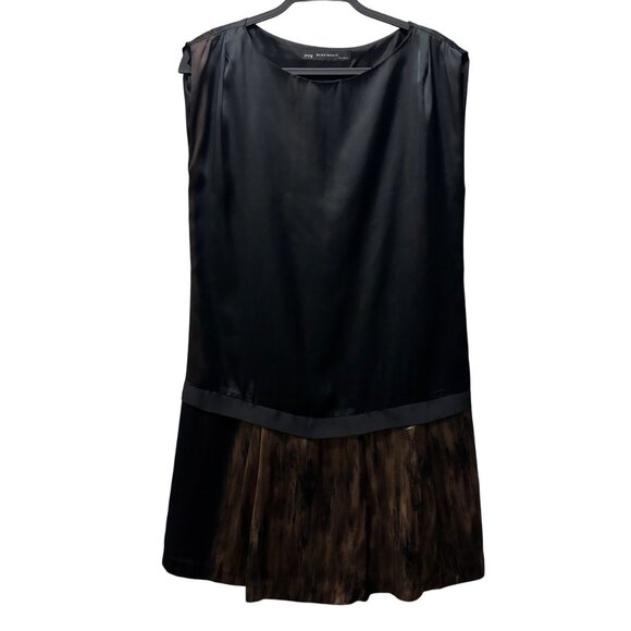 Zara Basic Womens Satin Dress With Pleated Hemline Black Size L Made in Spain - Picture 2 of 9